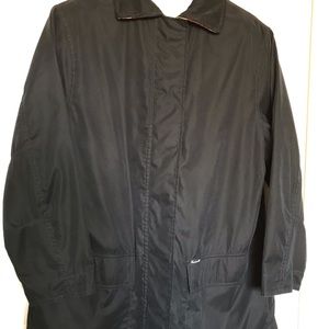 Faconnable, full zip, black/tan raincoat, size S